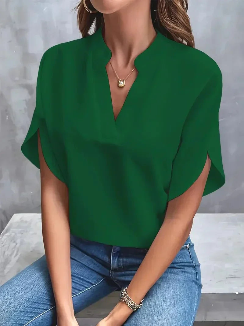 Lis - Lujo Mujer Elegante Blusa de gasa de seda
