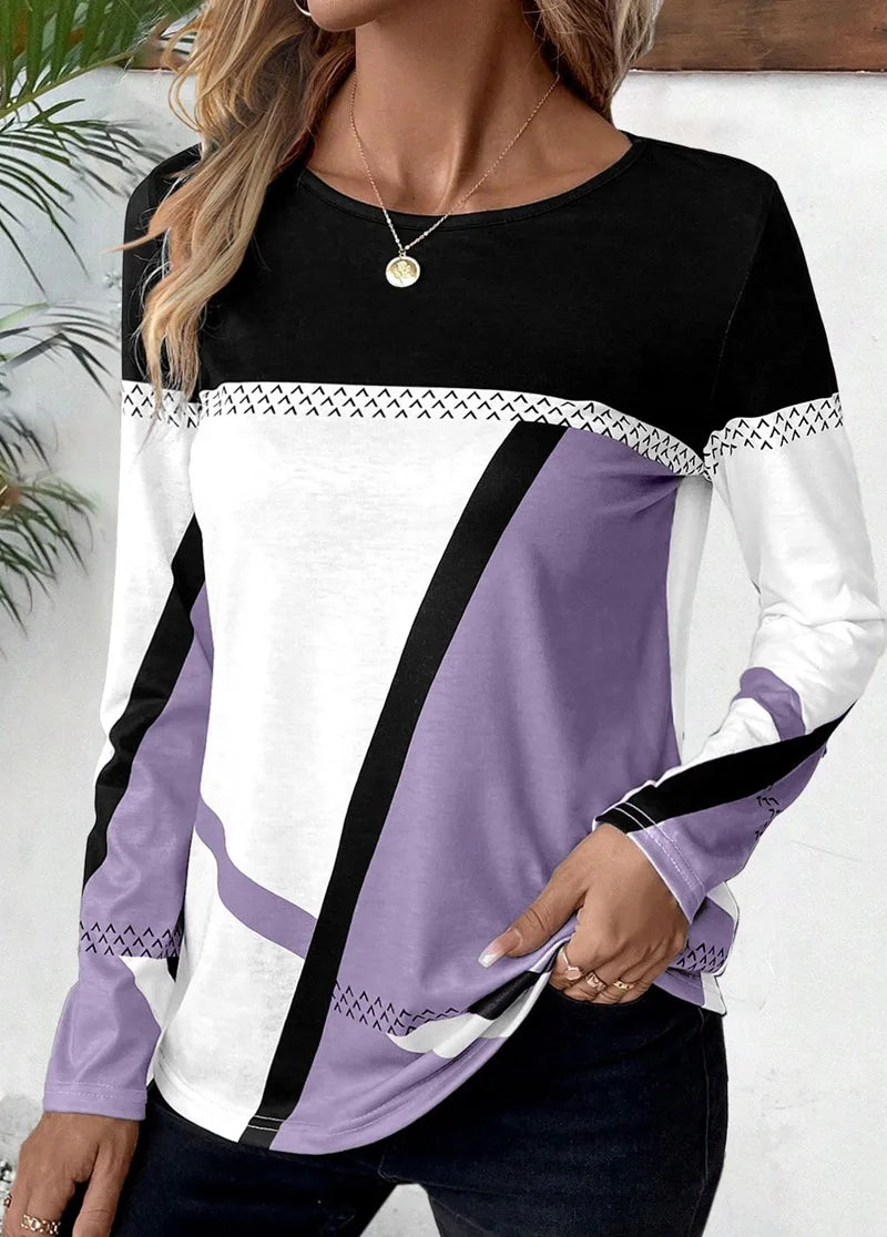 Noémie | Jersey de manga larga y cuello redondo con estampado geométrico