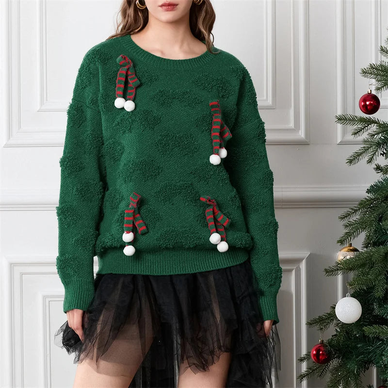 Doris | Cálido jersey de punto con escote redondo y lazada para mujer
