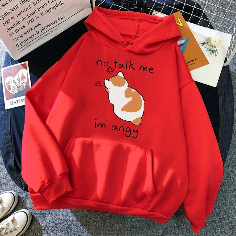 Grethe | Sudadera oversize con capucha y estampado de gatos para mujer