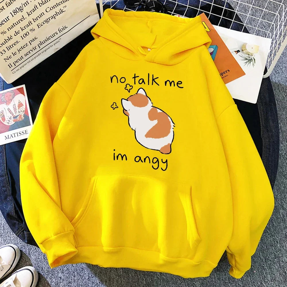 Grethe | Sudadera oversize con capucha y estampado de gatos para mujer