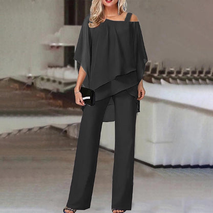 Elegante conjunto de dos piezas con hombros fríos para mujer