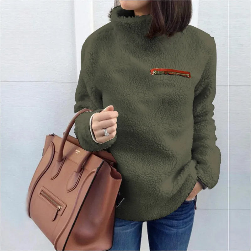 Layan - suave jersey de cuello alto en tejido de peluche