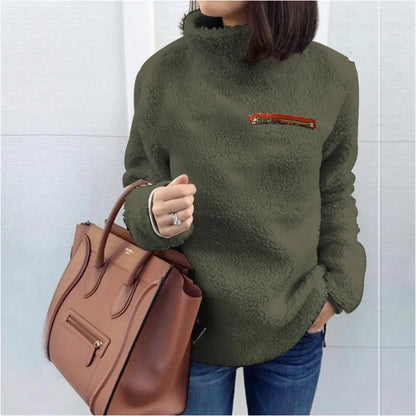 Layan - suave jersey de cuello alto en tejido de peluche