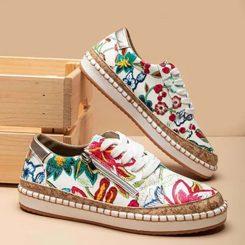 Zapatillas vulcanizadas de mujer con estampado floral