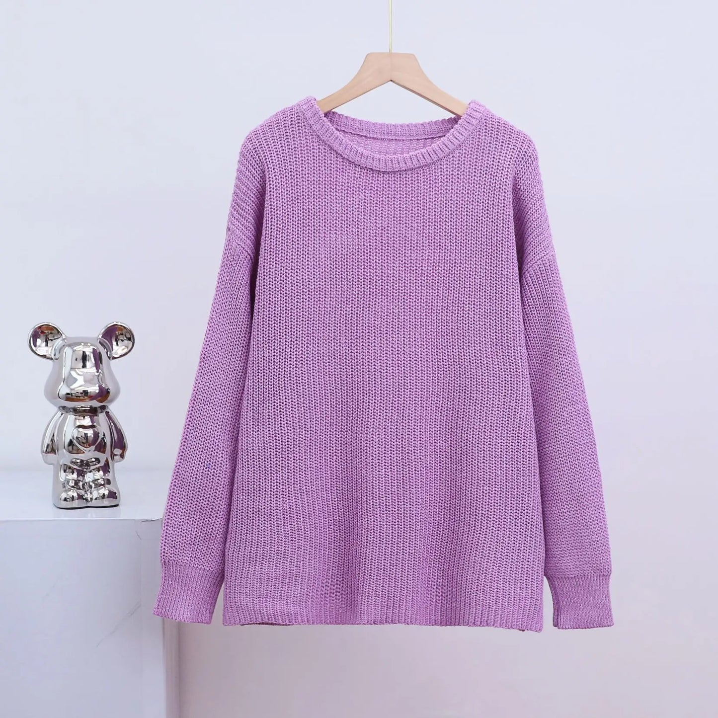 Jaylah - elegante jersey de punto con cuello redondo