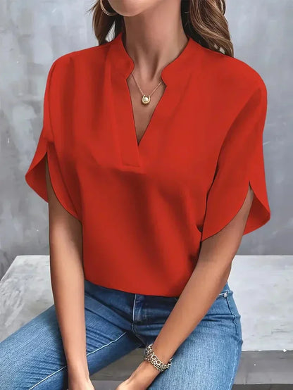 Lis - Lujo Mujer Elegante Blusa de gasa de seda