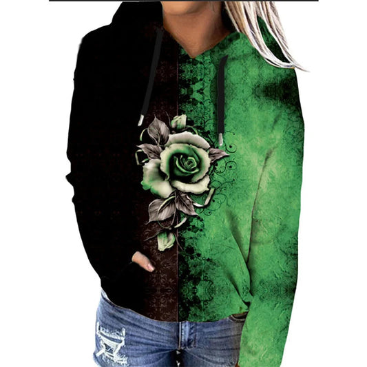 Elisa | Sudadera oversize con capucha y estampado floral - ideal para otoño/invierno