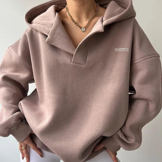 Sudadera elegante de invierno con cuello en V