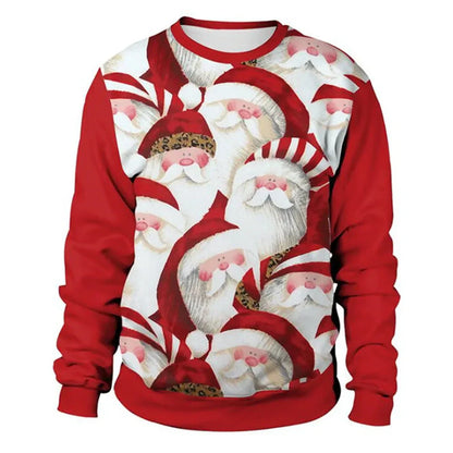 Dietmar | Cálido jersey con escote redondo y estampados navideños en 3D para hombre y mujer