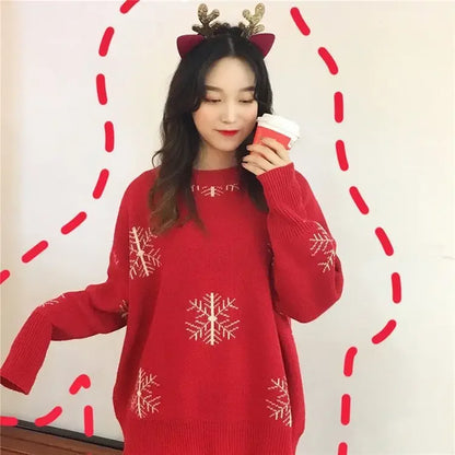 Marina | Cálido jersey con escote redondo y estampado navideño para mujer