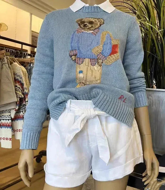 Jersey de punto con oso para mujer