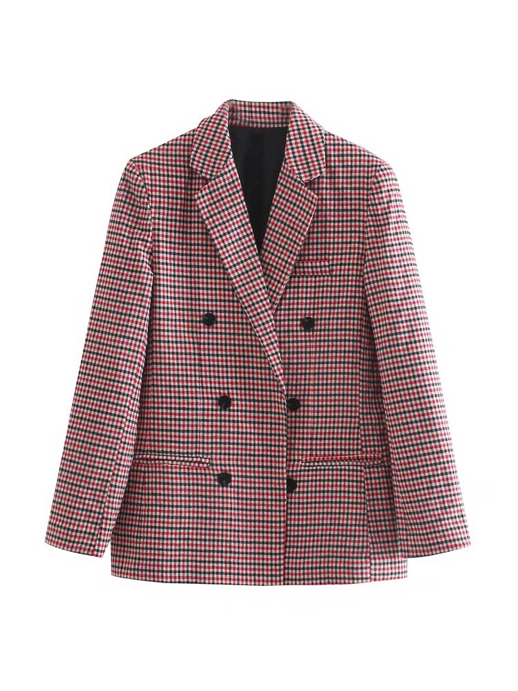 Blazer de cuadros de estilo vintage para mujer