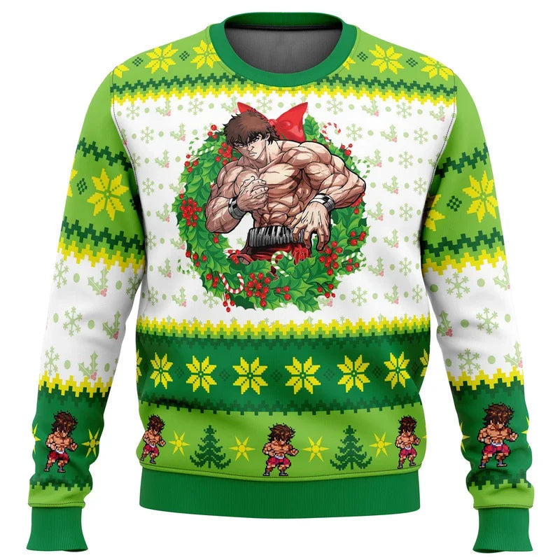 Markus | Cálido jersey con escote redondo y estampados navideños en 3D para hombre y mujer