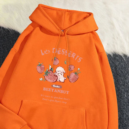 Sudadera Soraya con capucha y motivos de fresas y conejitos