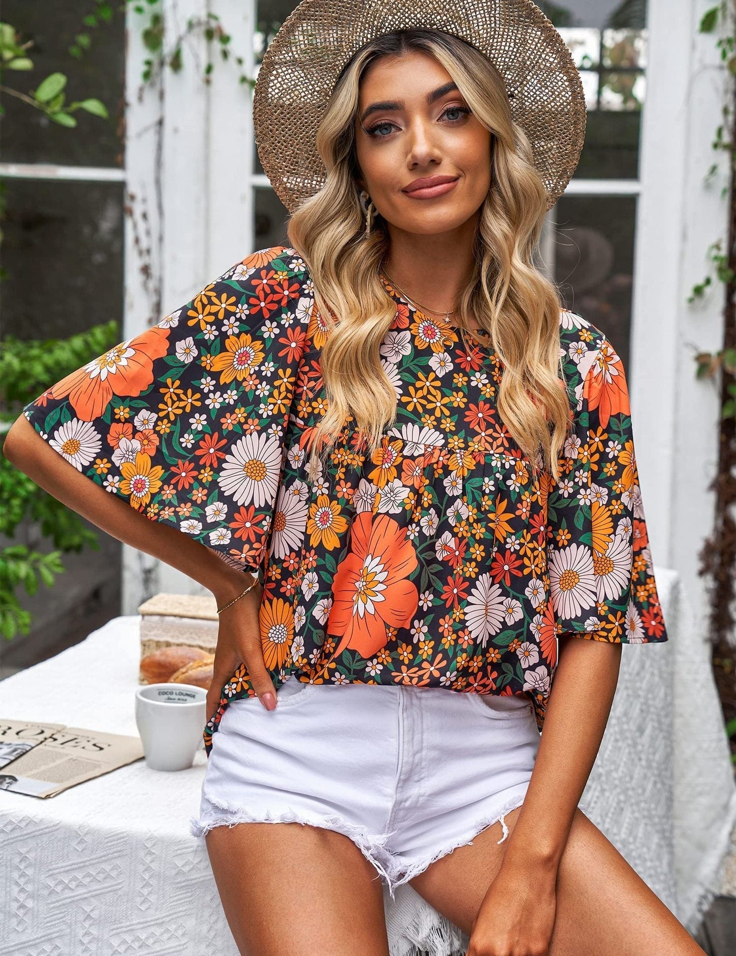 Shanee | Blusa floral con mangas