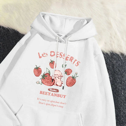 Sudadera Soraya con capucha y motivos de fresas y conejitos