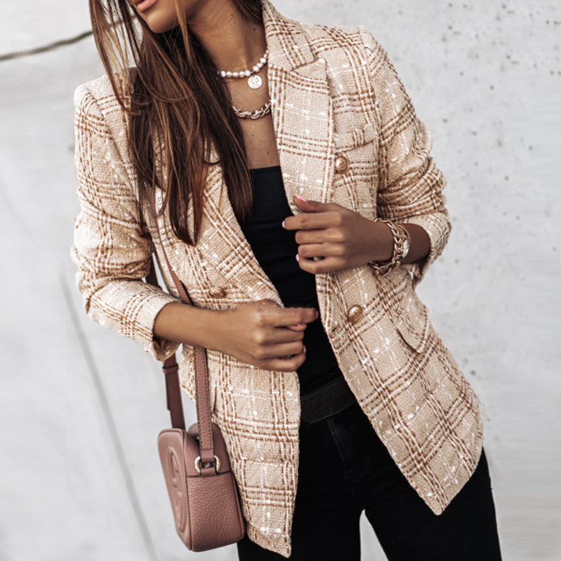 Elegante blazer de cuadros para mujer