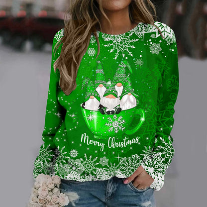 Zorana | Cálido jersey con escote redondo y estampado Merry Christmas para mujer