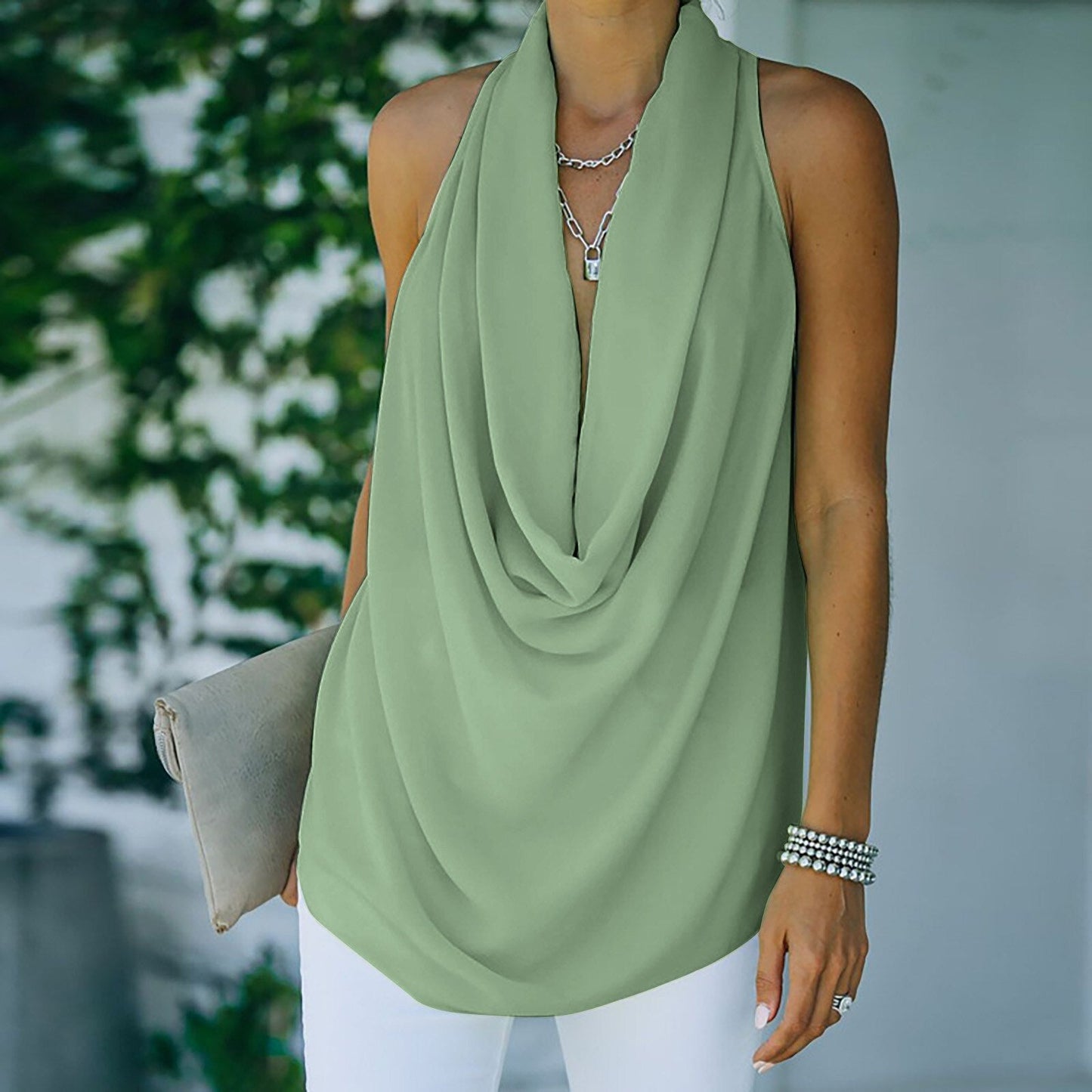 ElinesTop I Top Con Cuello Bajo Para Mujer