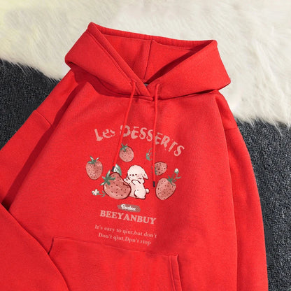 Sudadera Soraya con capucha y motivos de fresas y conejitos