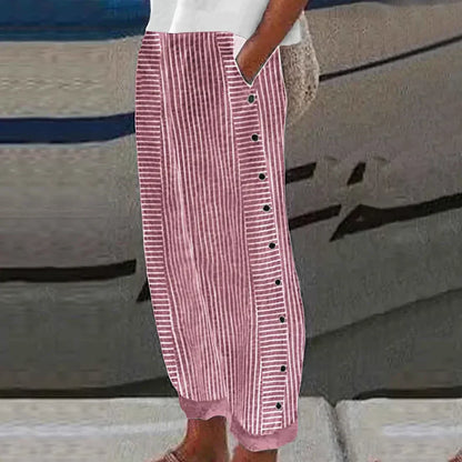 Cómodos pantalones de verano con estampado de rayas