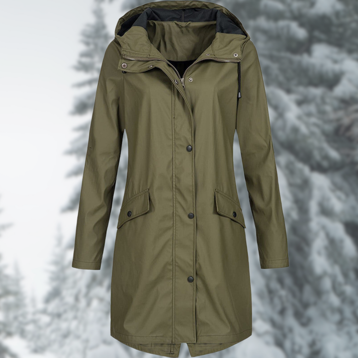 Chubasquero largo impermeable a la moda