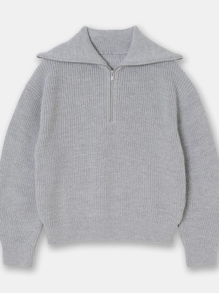 Madeleine | Jersey de cuello alto con solapa a rayas