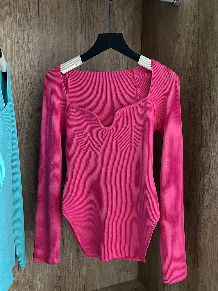 Top de punto elástico para mujer