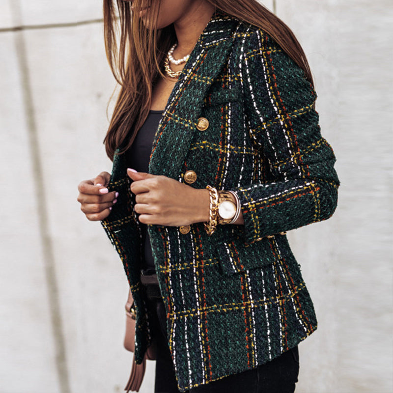 Elegante blazer de cuadros para mujer