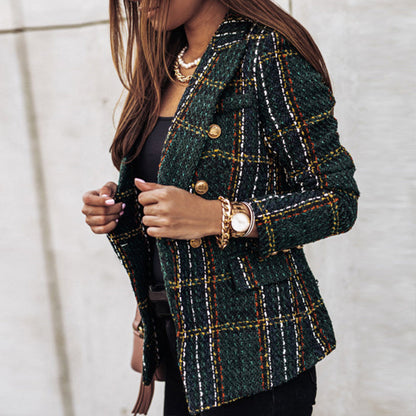 Elegante blazer de cuadros para mujer