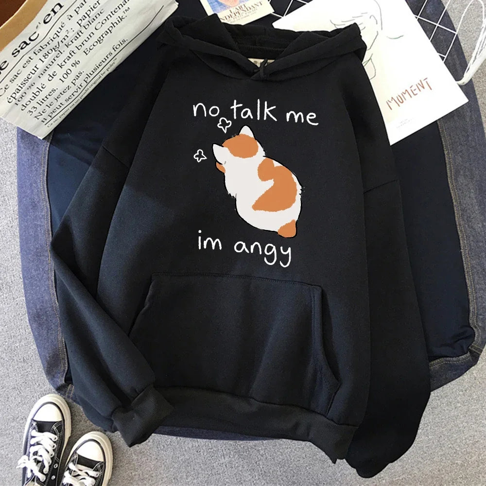 Grethe | Sudadera oversize con capucha y estampado de gatos para mujer