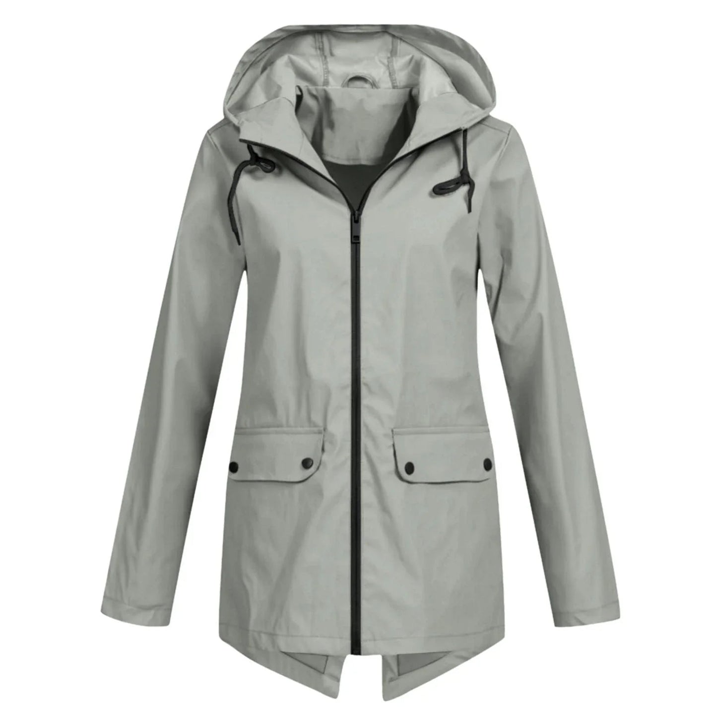 Chubasquero casual impermeable con capucha y cremallera para mujer | Ideal para otoño/invierno