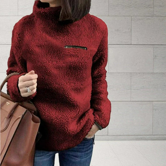 Layan - suave jersey de cuello alto en tejido de peluche