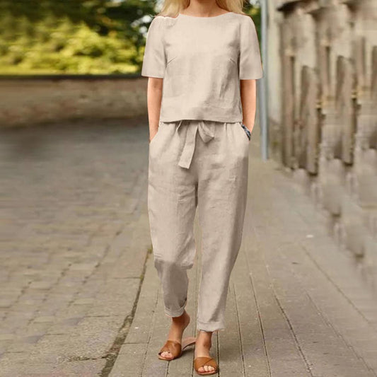 Elegante y colorido conjunto de verano de dos piezas