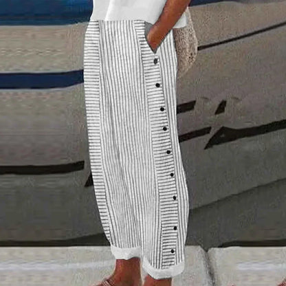 Cómodos pantalones de verano con estampado de rayas