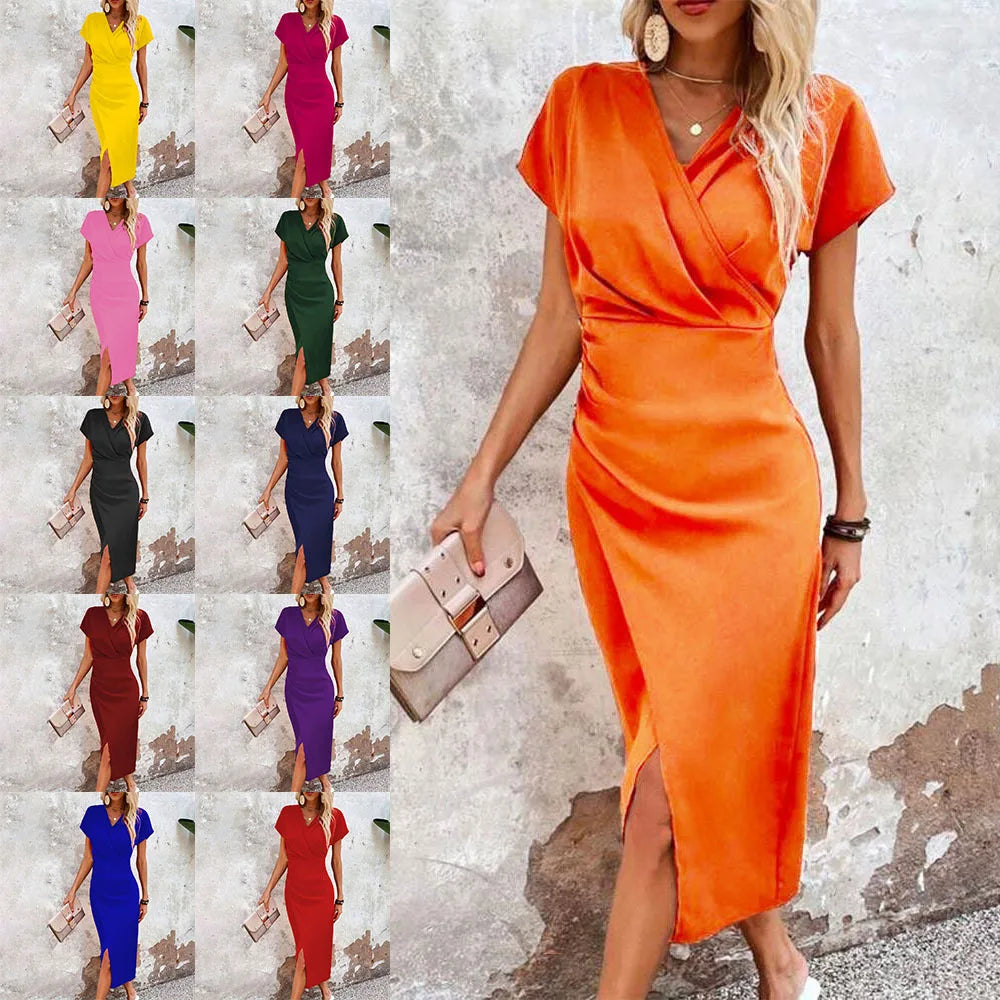 Ligero y juguetón mini vestido con escote en V para mujer