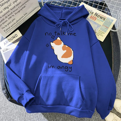 Grethe | Sudadera oversize con capucha y estampado de gatos para mujer