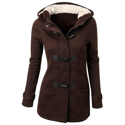 Abrigo largo de invierno con capucha para mujer