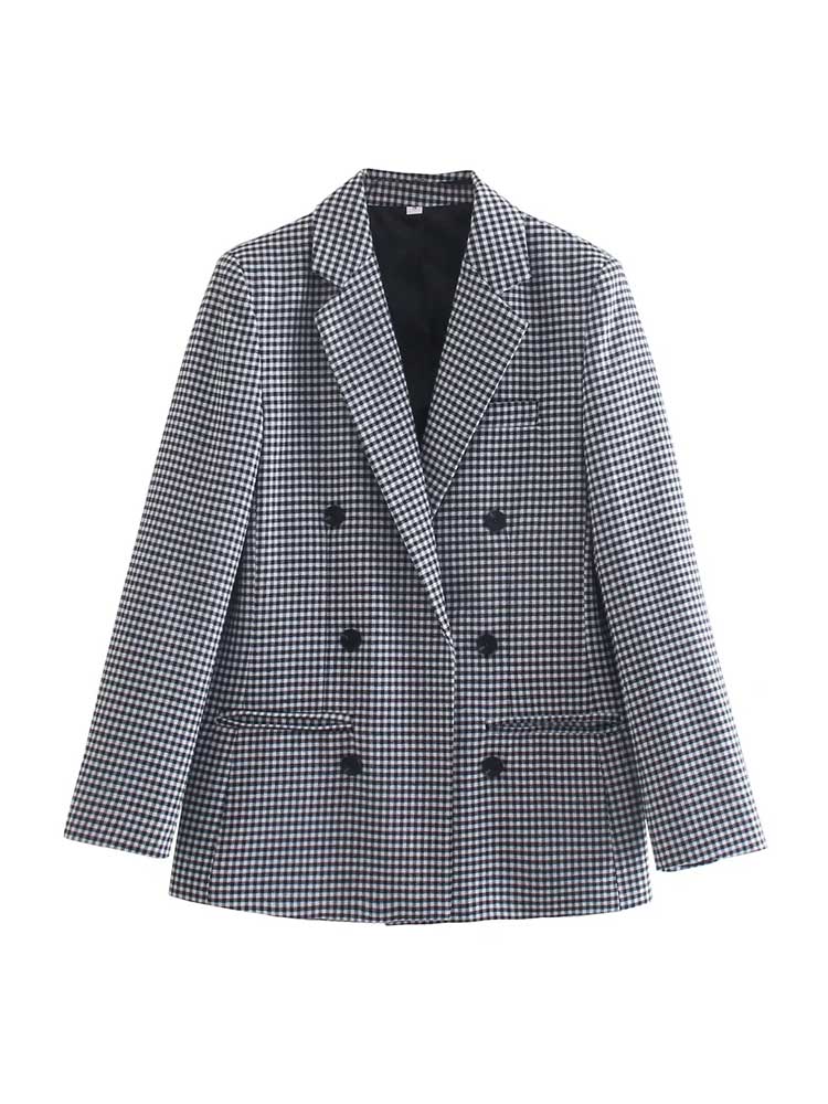 Blazer de cuadros de estilo vintage para mujer