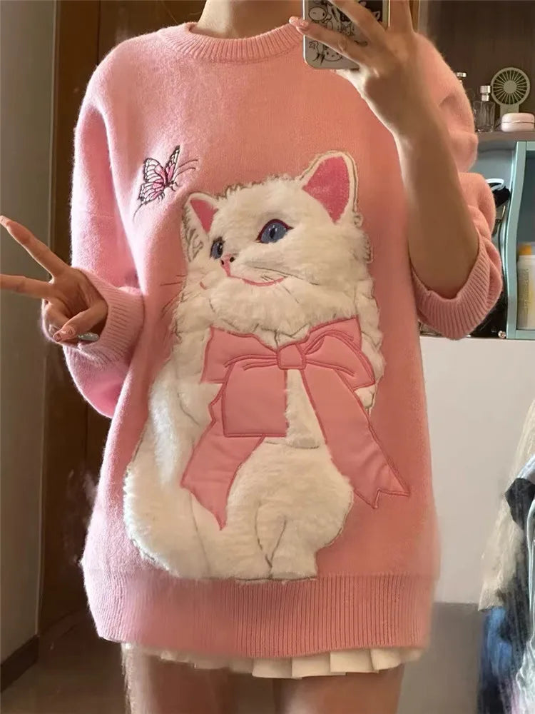 Adelian - Encantador jersey de gato para mujer