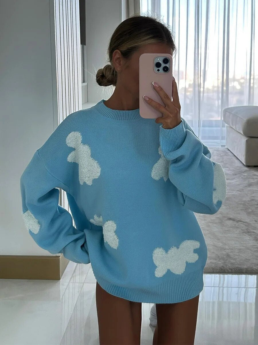 Jersey Love de mujer con cuello redondo bordado