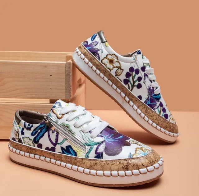 Zapatillas vulcanizadas de mujer con estampado floral