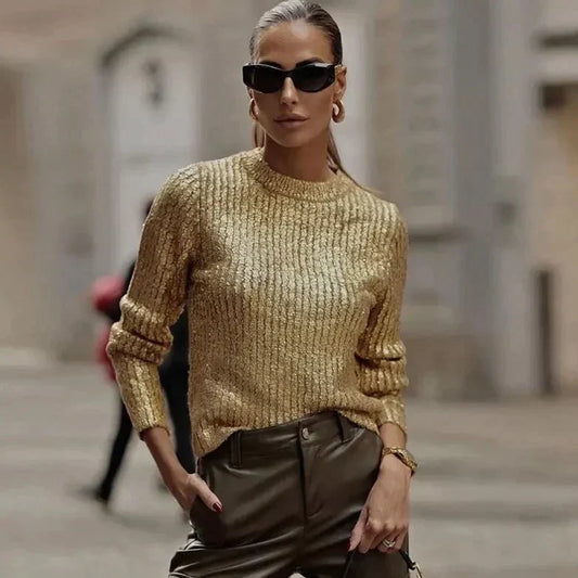 Jersey Rosalinda | Jersey de punto dorado para mujer