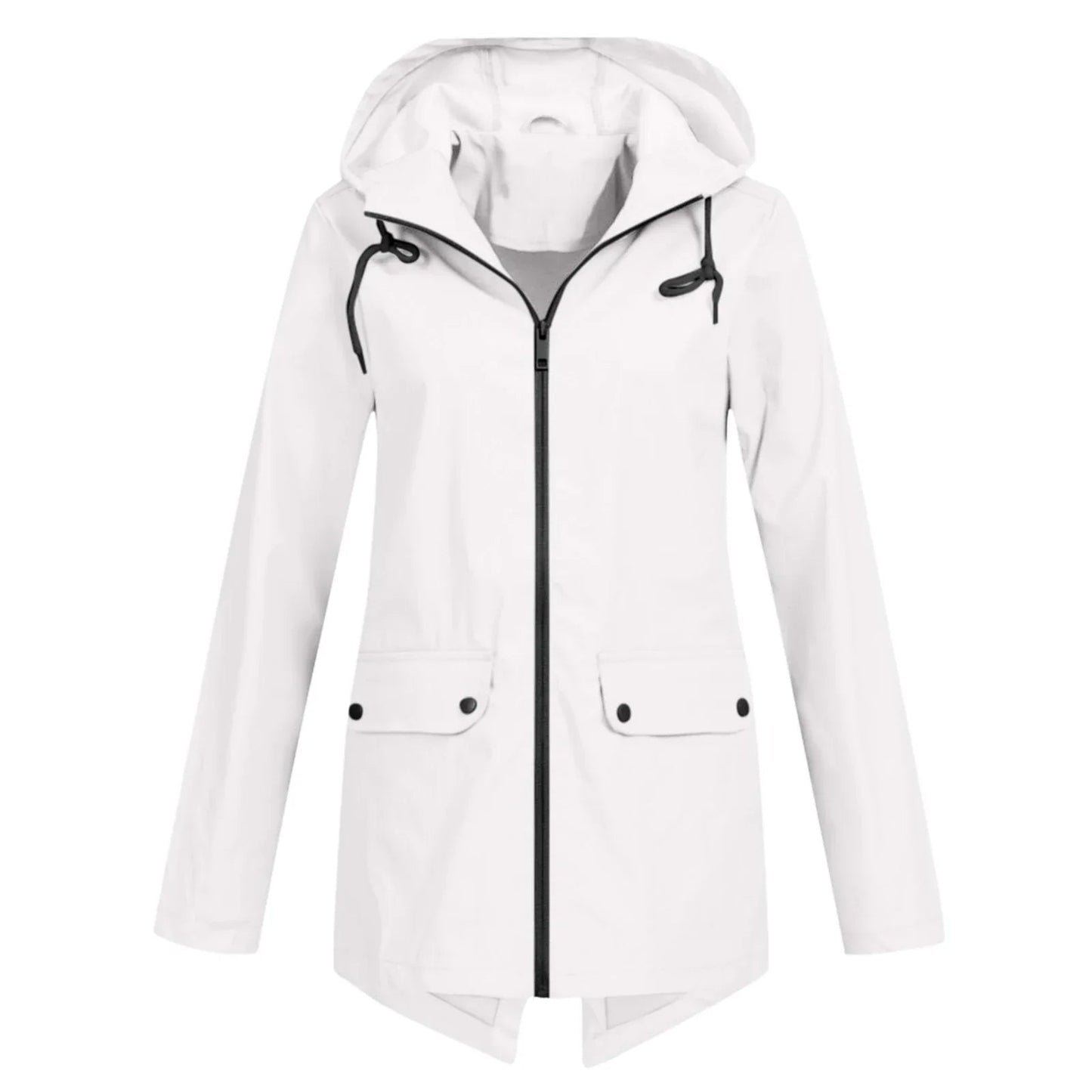 Chubasquero casual impermeable con capucha y cremallera para mujer | Ideal para otoño/invierno