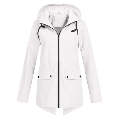 Chubasquero casual impermeable con capucha y cremallera para mujer | Ideal para otoño/invierno