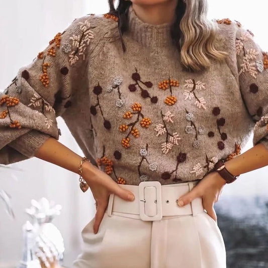 Cómodo y suave jersey para mujer con estampado otoñal