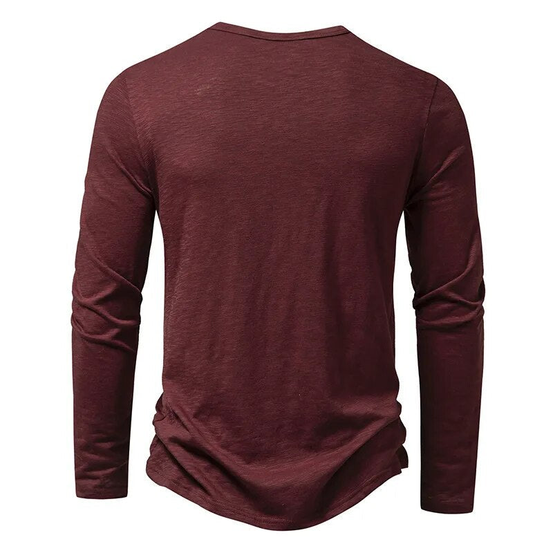 Męska Koszulka Henley Z Długim Rękawem
