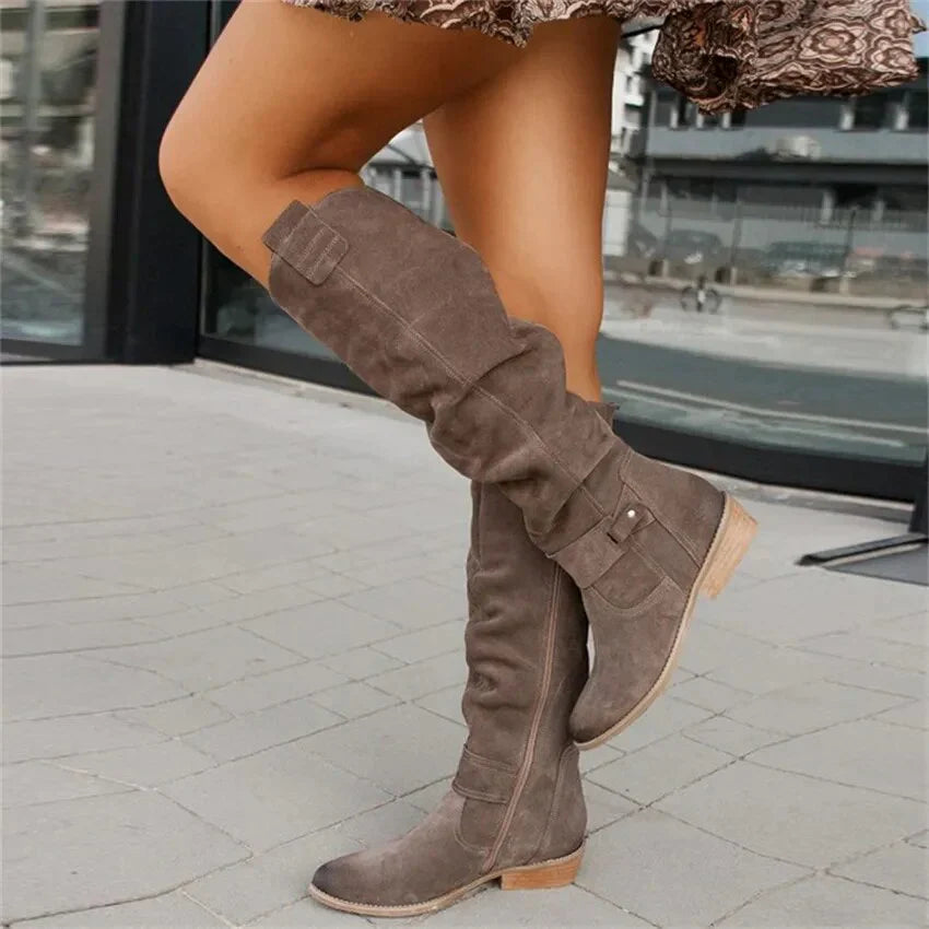 Botas largas de invierno con cremallera para mujer