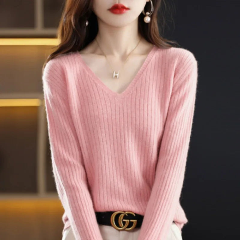 Irene | Jersey de punto con cuello de pico y corte entallado para mujer